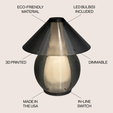 Opal 13" Modern Contemporary Plant-Based PLA 3D Printed Dimmable LED Table Lamp - JONATHAN Y